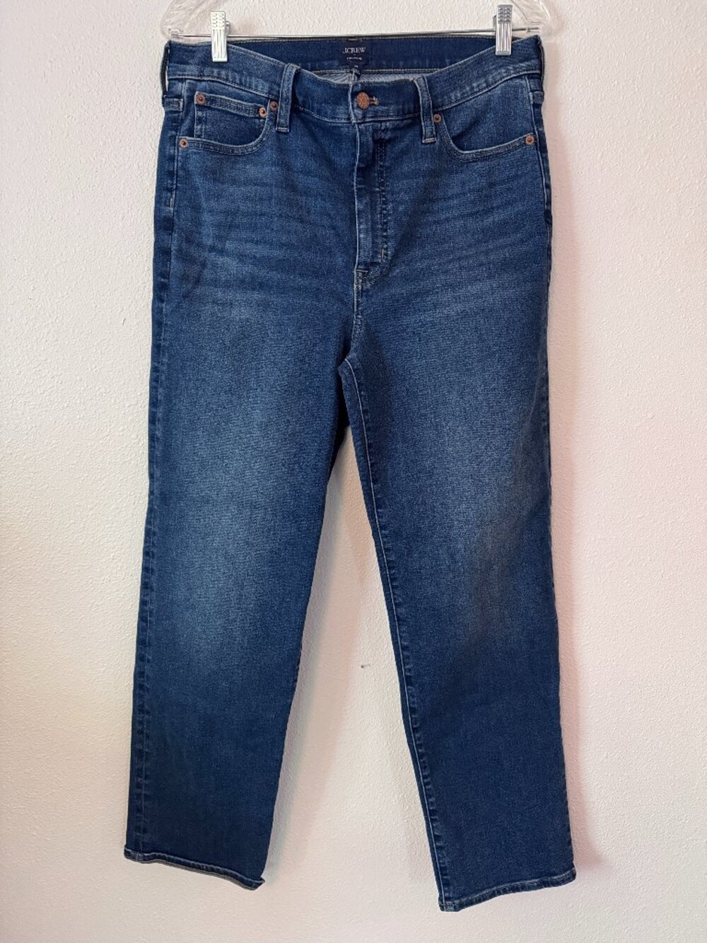 J.Crew High Rise Straight Leg Jeans Dark Medium Wash - Size 28 - Picture 1 of 3